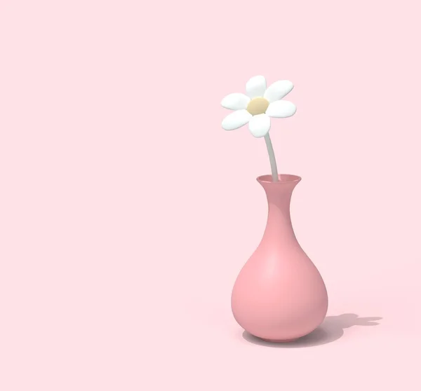 Różowy Wazon Kwiatem Jasnoróżowym Tle Ilustracja — Zdjęcie stockowe