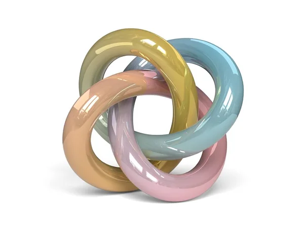 Colorful Shiny Torus Knot White Background Image — Stock Photo, Image