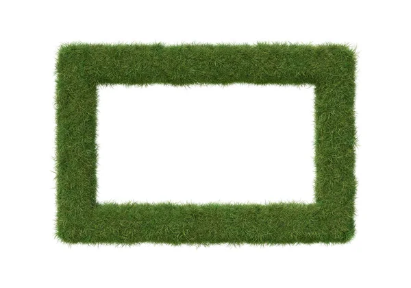 Cadre Rectangulaire Herbe Isolé Sur Blanc Image — Photo