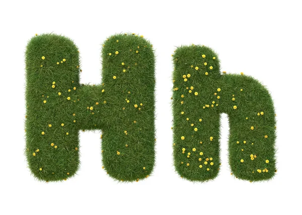 Realistic Grass Alphabet Isolated White Background Collection Image — ストック写真