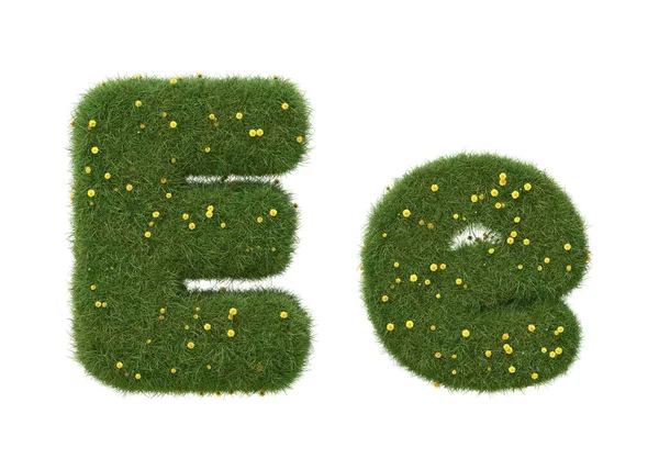 Realistisches Grasbuchstaben Isoliert Auf Weißem Hintergrund Sammlung Bild — Stockfoto