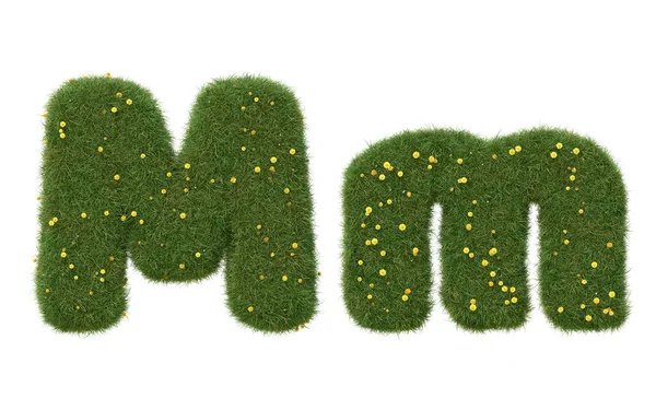 Realistic Grass Alphabet Isolated White Background Collection Image — ストック写真
