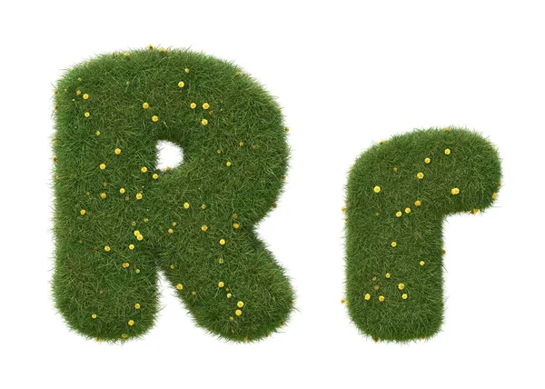 Realistic Grass Alphabet Isolated White Background Collection Image — ストック写真