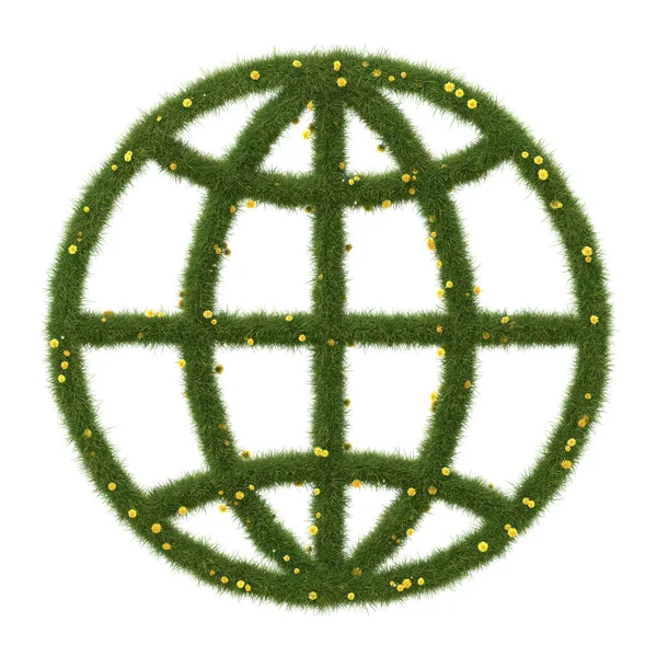 Значок Глобуса Зроблений Реалістичної Трави Концепція Екології Ілюстрація — стокове фото