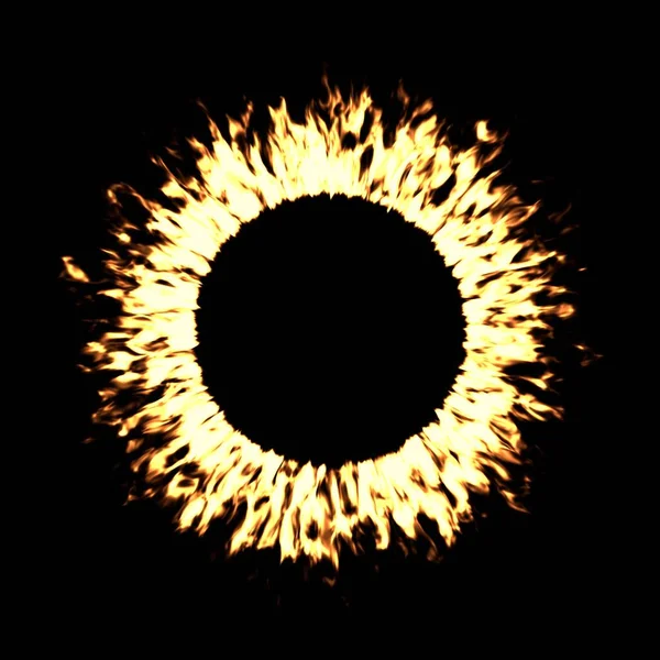 Fire ring on black background. 3D illustration.