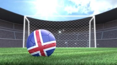 İzlanda futbol topu, kamera flaşlarıyla stadyuma yuvarlanıyor. 3 Boyutlu Canlandırma