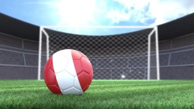 Avusturya futbol topu, stadyuma kamera flaşlarıyla yuvarlanıyor. 3 Boyutlu Canlandırma