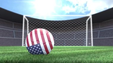 Amerikan futbol topu, stadyuma kamera flaş ışıklarıyla giriyor. 3 Boyutlu Canlandırma