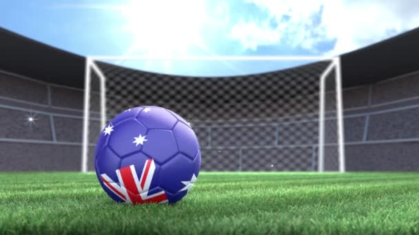 Αυστραλία Μπάλα Ποδοσφαίρου Τροχαίο Γήπεδο Φλας Κάμερα Κινούμενα Σχέδια — Αρχείο Βίντεο