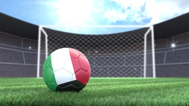 Kuwaits Fußballball Der Mit Blitzkameras Ins Stadion Rollt Animation — Stockvideo