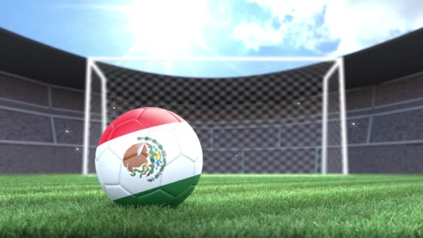 Meksykańska Piłka Nożna Tocząca Się Stadion Błyskami Kamery Animacja — Wideo stockowe