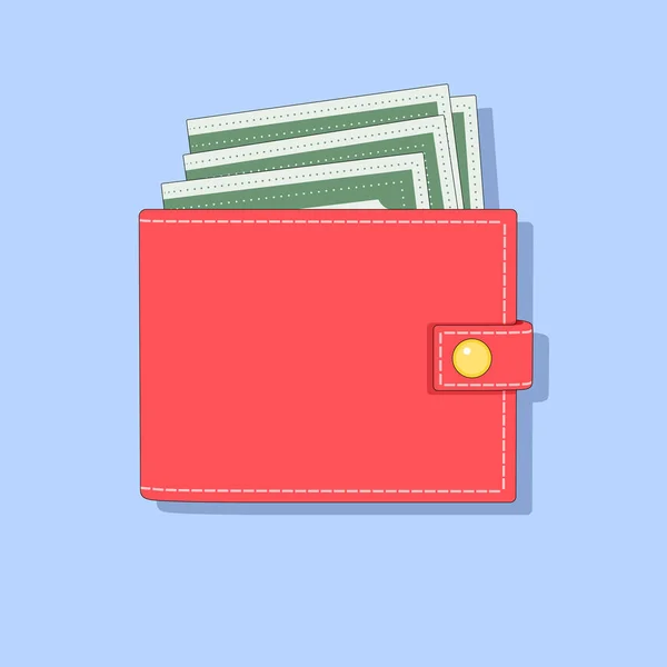 Бумажник Деньгами Красной Сумочкой Наличными Синем Фоне Иллюстрация Тему Финансов — стоковый вектор