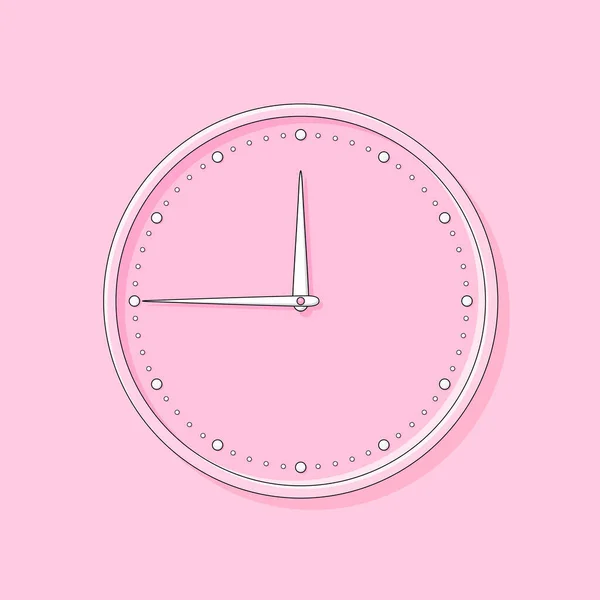 Pink Dial Wall Clock White Hands Watch Minimal Background Vector — Stock Vector