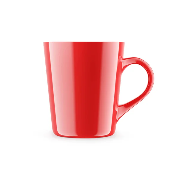 Mockup Glossy Mug Drinks Red Blank Realistic Isolated Cup Rendering — Stock Photo, Image