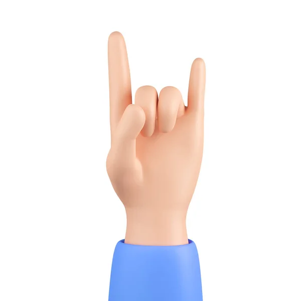 Cartoon Character Hand Rock Gesture Index Ring Fingers Rendering — Stock Photo, Image