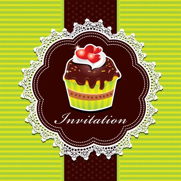 Vintage cupcake uitnodiging ontwerp — Stockvector