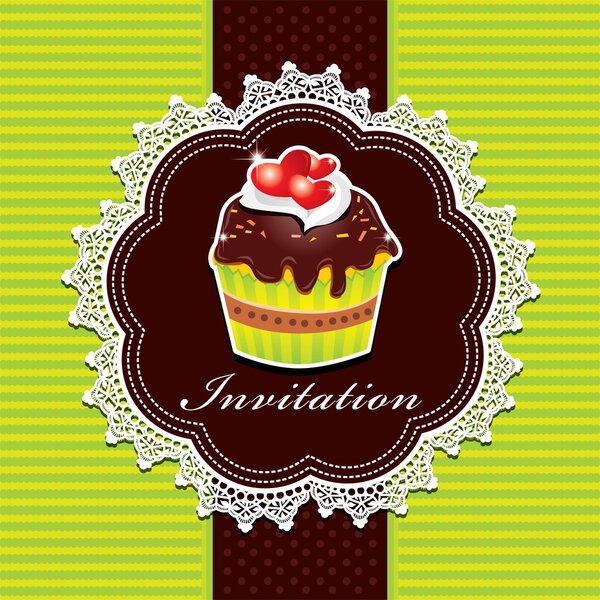 Vintage cupcake invitation design