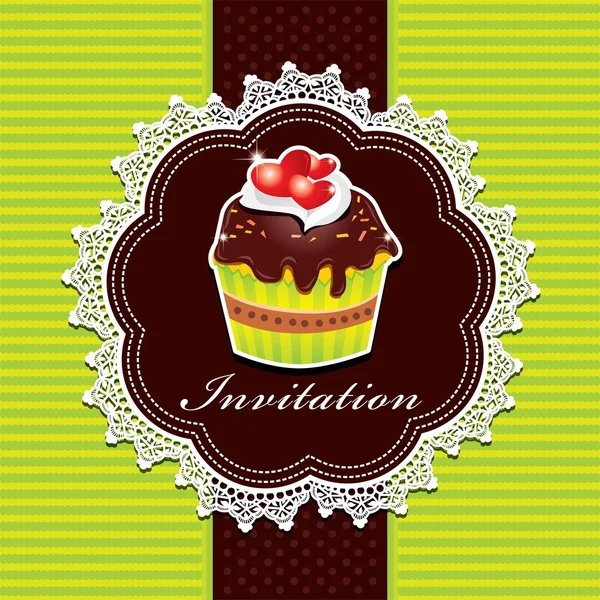 Vintage cupcake invitation design — Stock Vector
