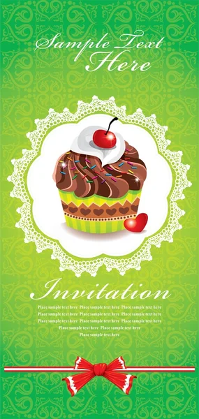 Vintage cupcake invitation frame design — Stock Vector