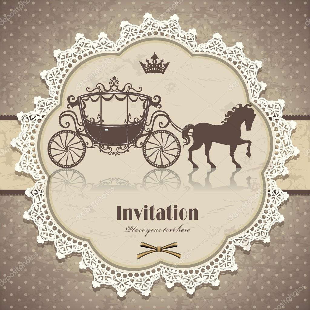 Download Vintage Horse Carriage Invitation Template Vector Image By C Donnay Vector Stock 17445341