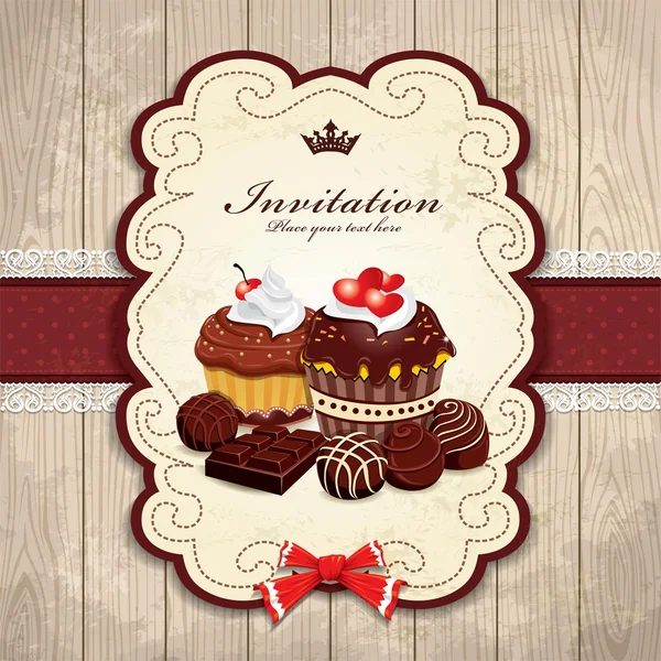 Cornice vintage con modello di cupcake al cioccolato Vettoriali Stock Royalty Free