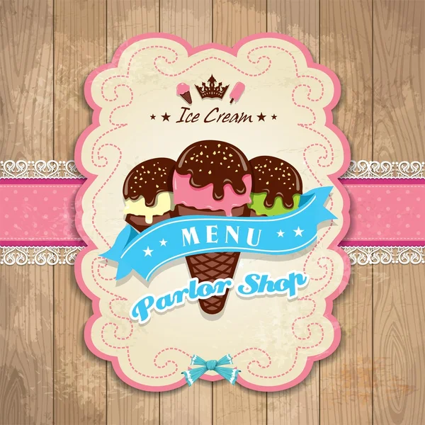 Marco vintage con plantilla de helado — Vector de stock