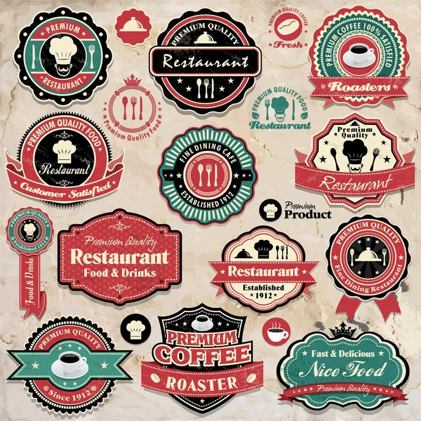 Vintage restaurant ensemble modèle — Image vectorielle