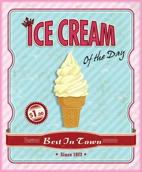 Ancienne affiche de crème glacée — Image vectorielle