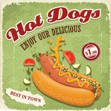 Vintage hotdog poster tasarımı