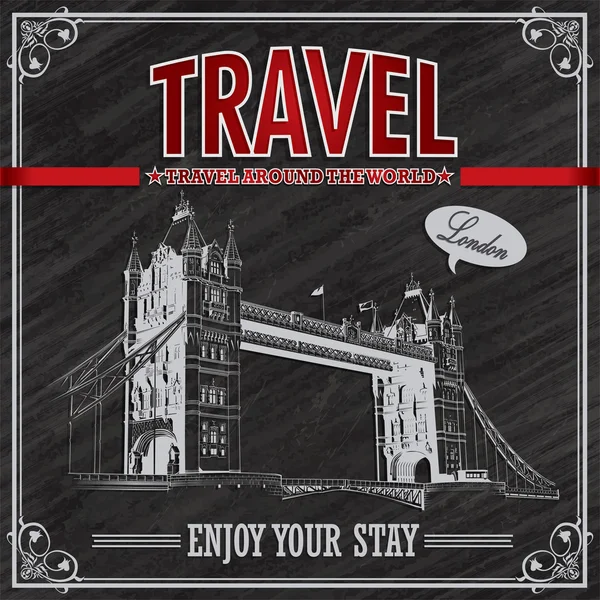 Vintage London Travel cartaz de férias —  Vetores de Stock