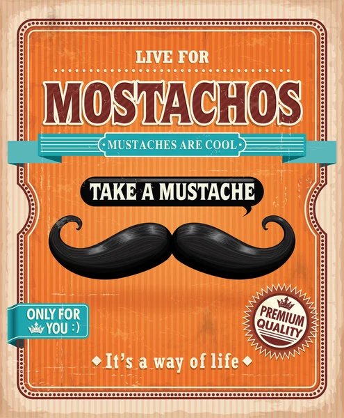 Vintage Mostachos, mustache poster design — Stock Vector