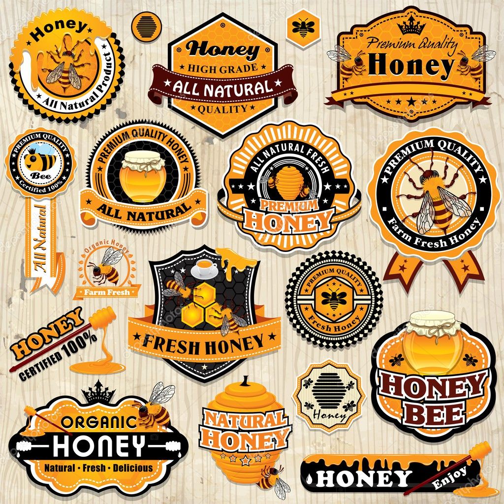 Vintage frame with Honey label set template