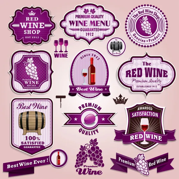 Vintage çerçeve şarap etiket kümesi — Stok Vektör