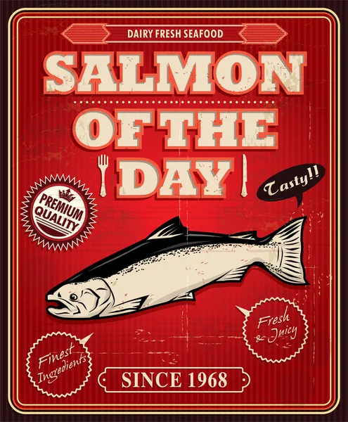 Vintage Salmon poster design — Stock Vector