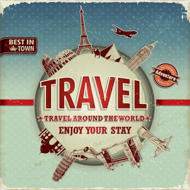 Vintage travel around the world poster