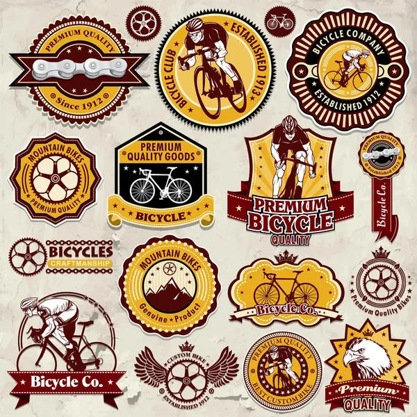 Cadre vintage avec modèle d'étiquette de vélo — Image vectorielle