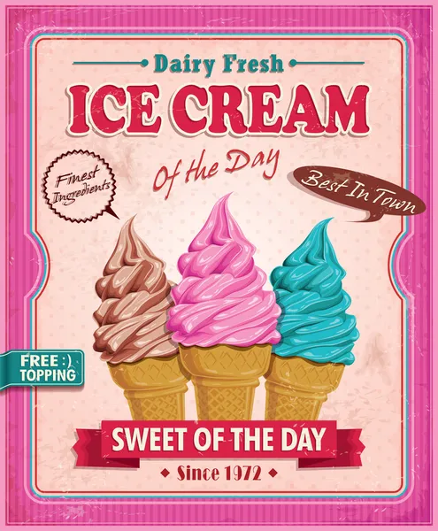Vintage ice cream poster design — Stock Illustration Vintage ice cream poster design Stock Illustration