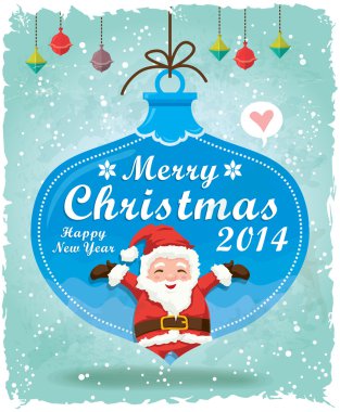 Vintage Noel poster tasarımı ile Noel Baba