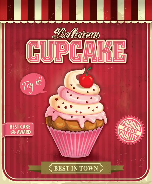 Vintage cupcake affisch design — Stock vektor