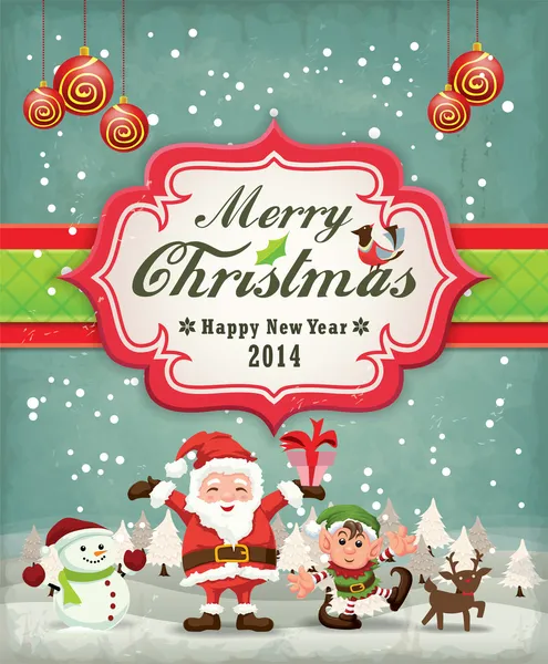 Poster de Noël vintage design — Image vectorielle