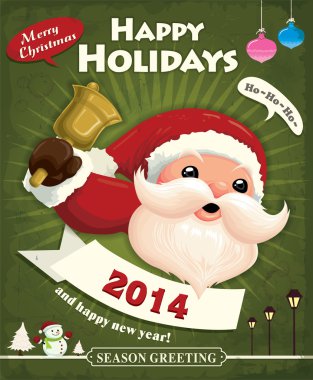 Vintage Noel poster tasarımı ile Noel Baba