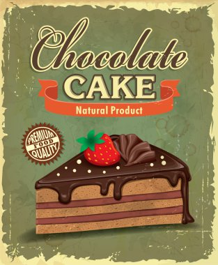Vintage chocolate cake poster design clipart