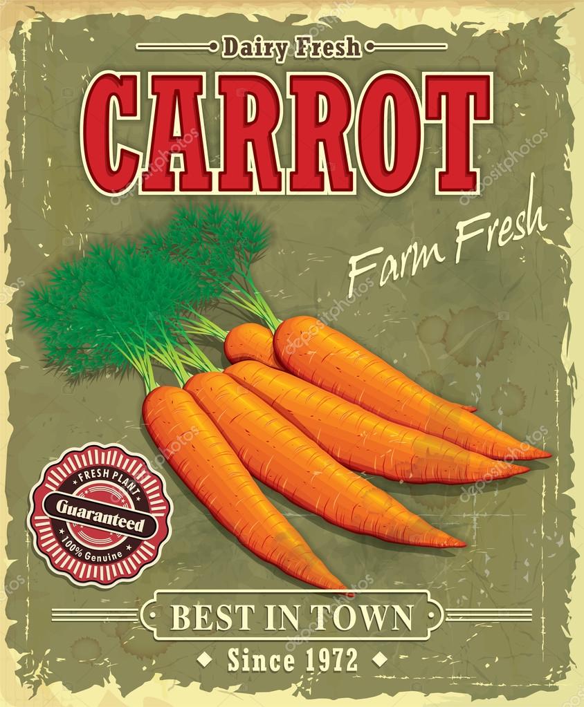 Vintage Farm fresh Carrot poster design — Stock Vector © Donnay 38978973