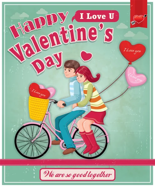 Vintage Valentine poster design — Stock Vector