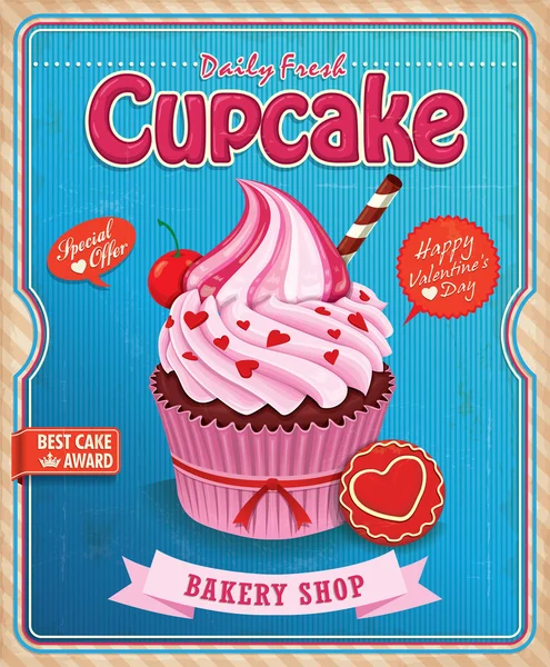 Vintage cupcake poster tasarımı — Stok Vektör
