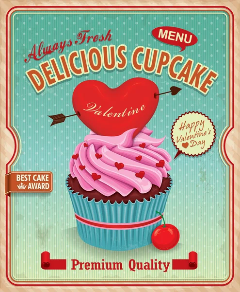 Vintage cupcake poster tasarımı — Stok Vektör