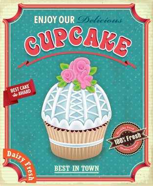 Vintage cupcake poster tasarımı