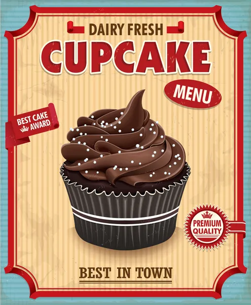 チョコレートのカップケーキをビンテージ ポスター デザイン — ストックベクタ