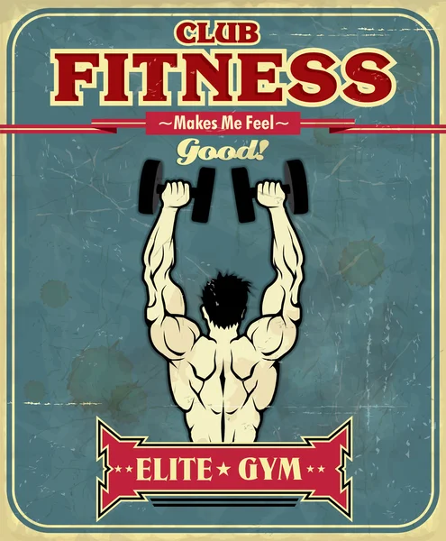 Vintage Fitness Gym design de cartaz —  Vetores de Stock
