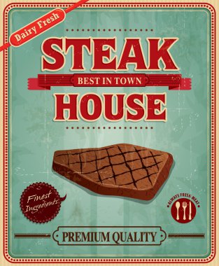 Vintage steak house poster tasarımı